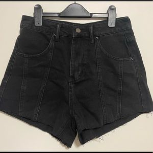 Black denim jean shorts